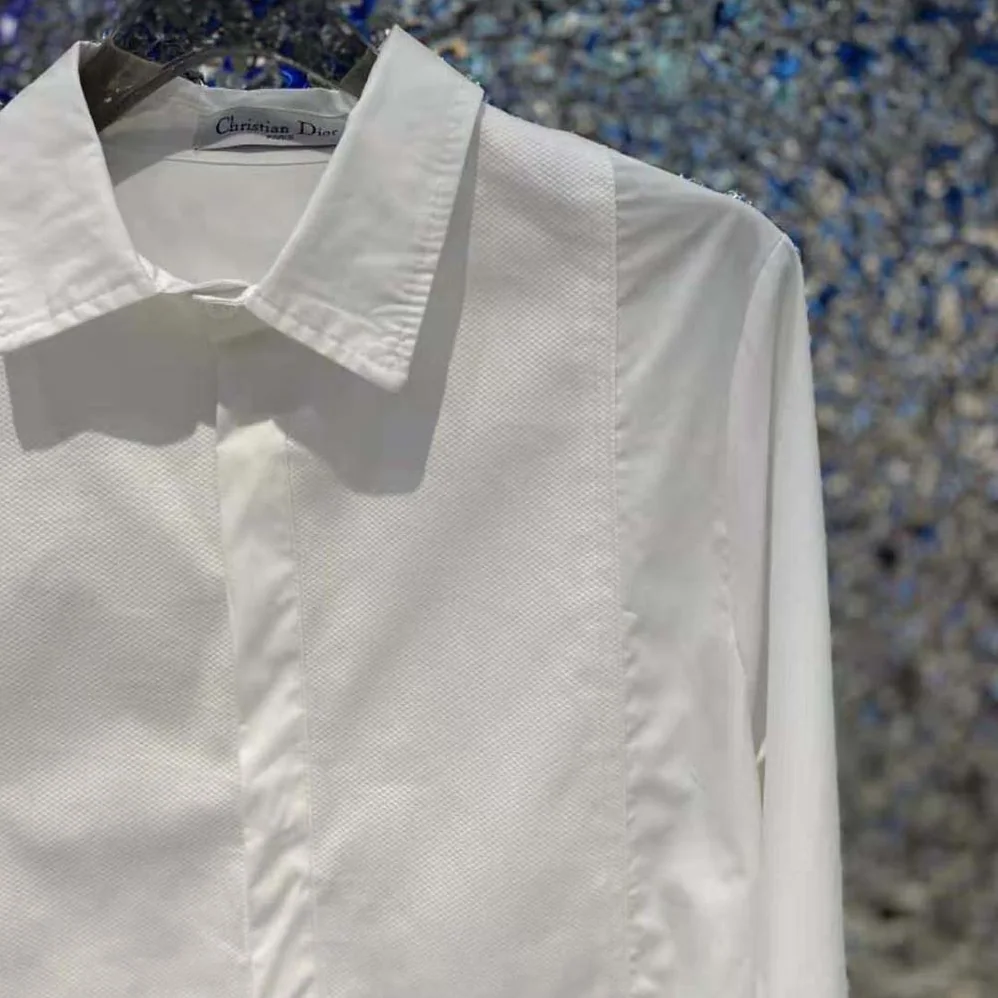 Dior Blouse with Plastron White Cotton Poplin for Women Dior Blouse with Plastron White Cotton Poplin for Women