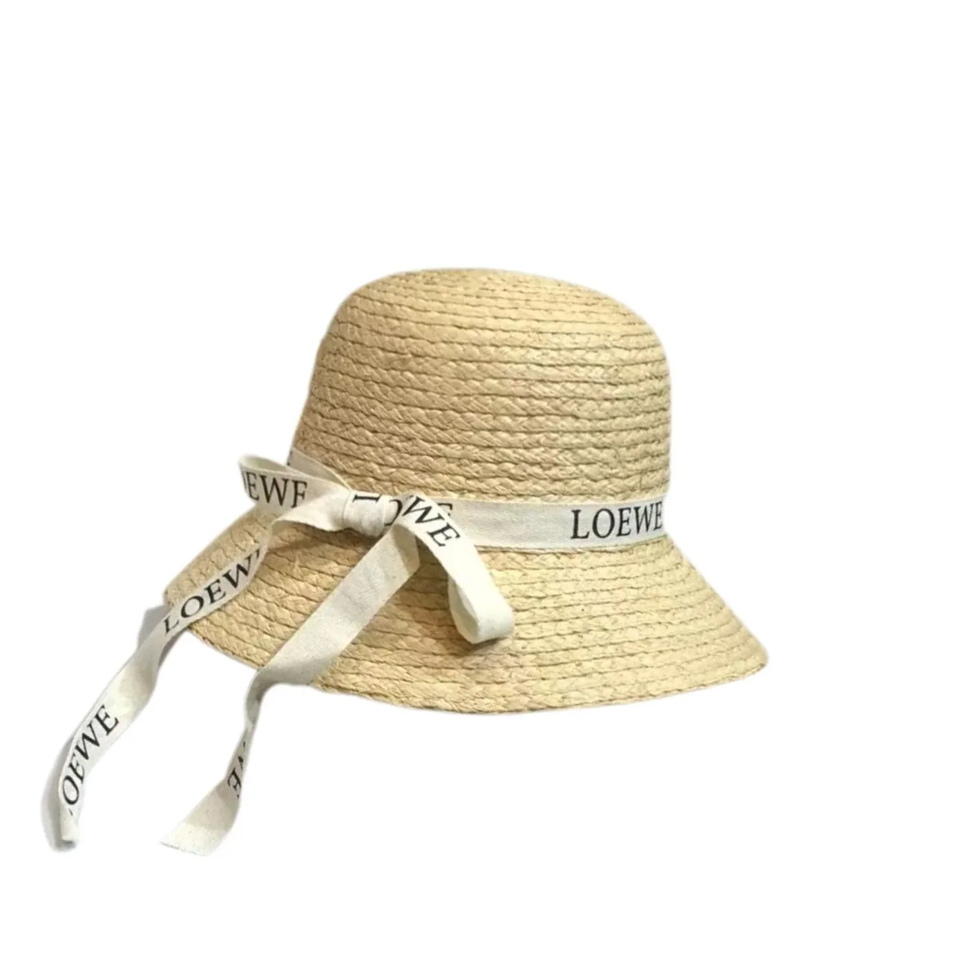 Loewe Straw Sun Hat Raffia With White Ribbon Logo Beige /