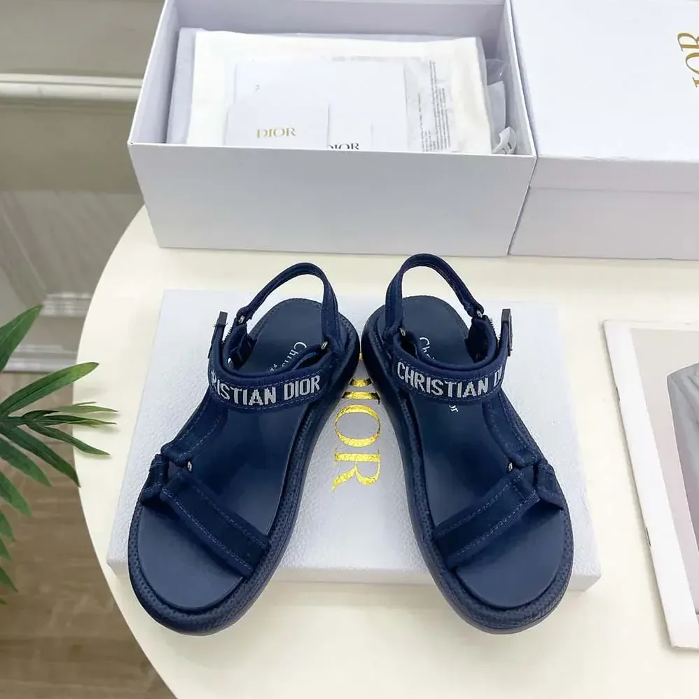 Dior Dioriviera D-Wave Sandal Deep Blue Technical Fabric for Women