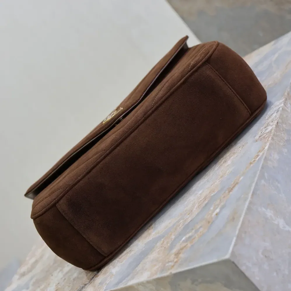 Saint Laurent YSL Loulou Large In Matelassé Suede for Women in Brown Saint Laurent YSL Loulou Large In Matelassé Suede for Women in Brown