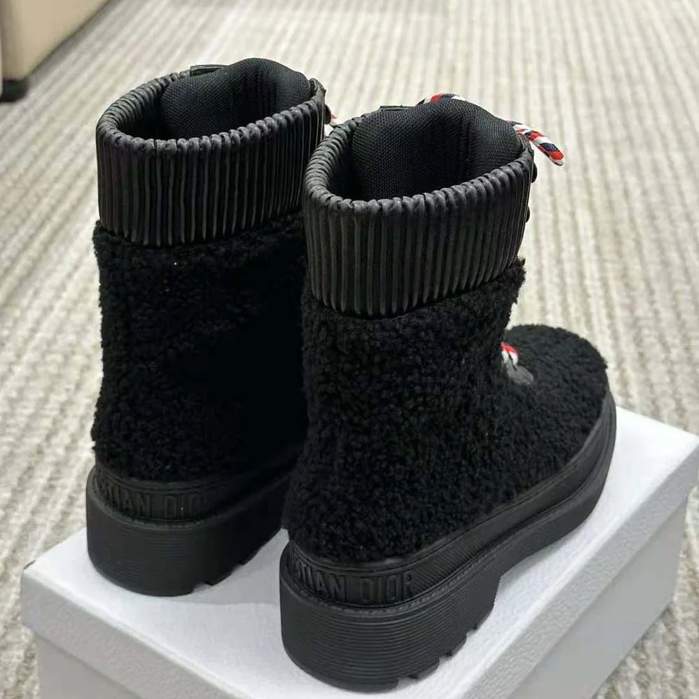 Dior Hike Ankle Boot Black Calfskin and Shearling for Women