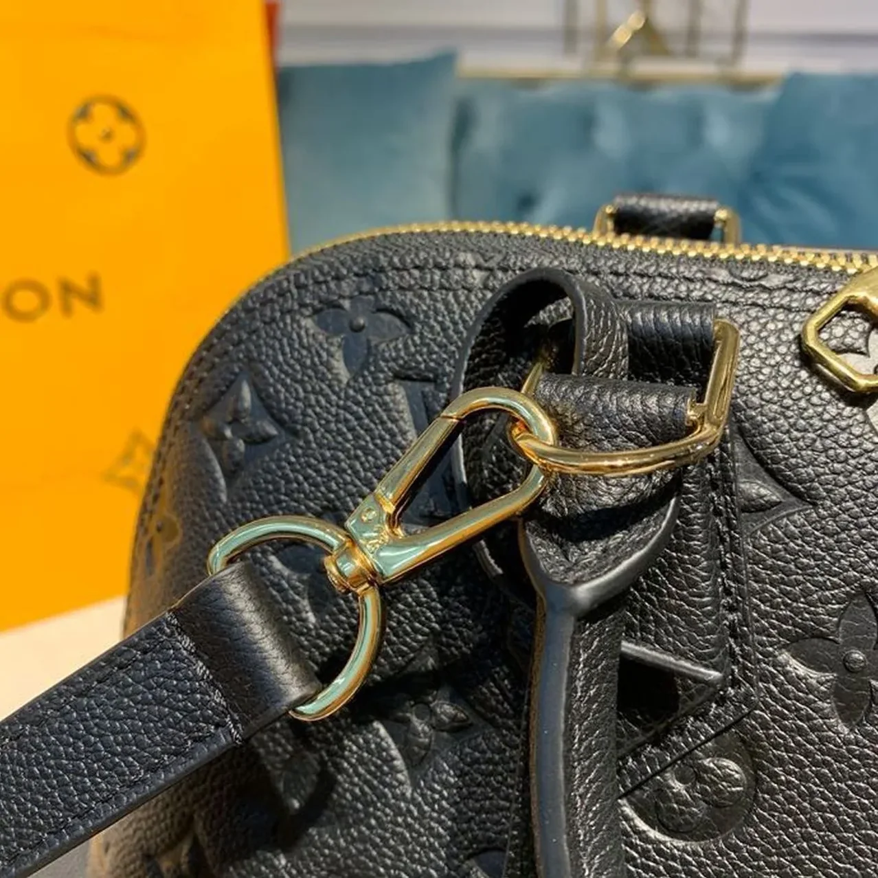Louis Vuitton Neo Alma Top Handle Bag / Monogram Empreinte Black Canvas Gold Hardware