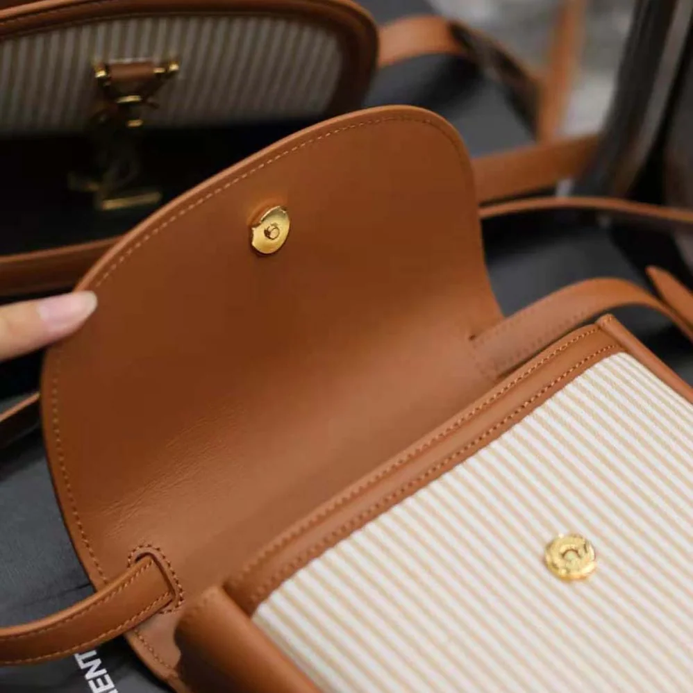 Saint Laurent YSL Kaia Small in Canvas and Vegetable for Women in tanned Leather Saint Laurent YSL Kaia Small in Canvas and Vegetable for Women in tanned Leather
