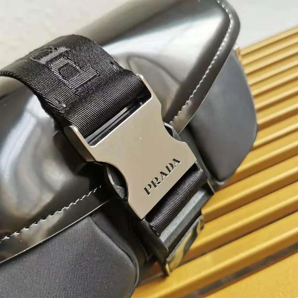 Prada Pocket Nylon and Brushed Leather Bag for Women in Black Prada Pocket Nylon and Brushed Leather Bag for Women in Black