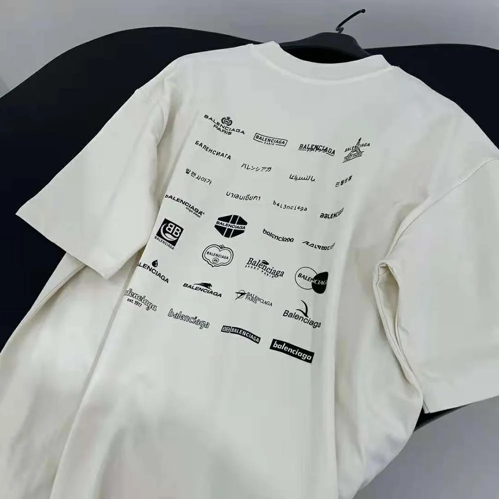 Balenciaga Archives Logos T-shirt Oversized in Light Beige for Men