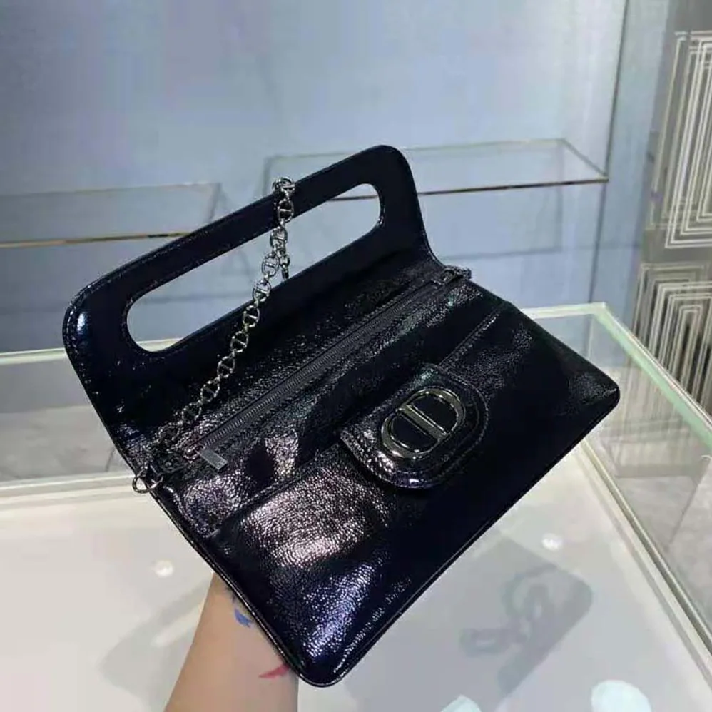 Dior Medium Diordouble Bag Black Crinkled Patent Lambskin for Women Dior Medium Diordouble Bag Black Crinkled Patent Lambskin for Women