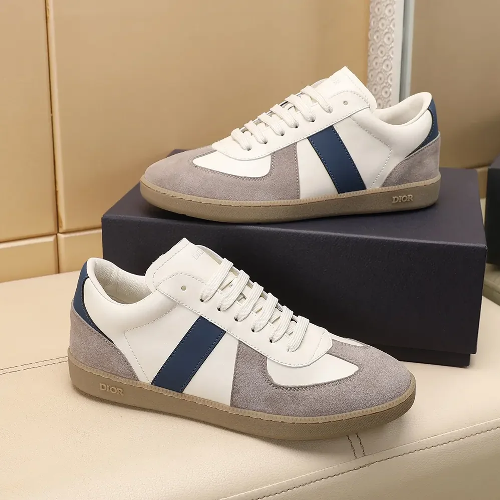 Dior B01 Matchpoint Sneaker Blue and White Smooth Calfskin with Gray Suede for Unisex
