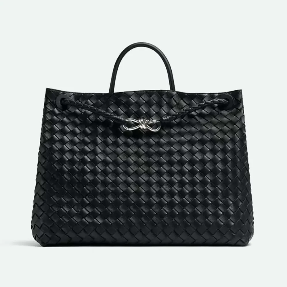 Bottega Veneta Large Andiamo in Lambskin Leather for Women in Black/Silver