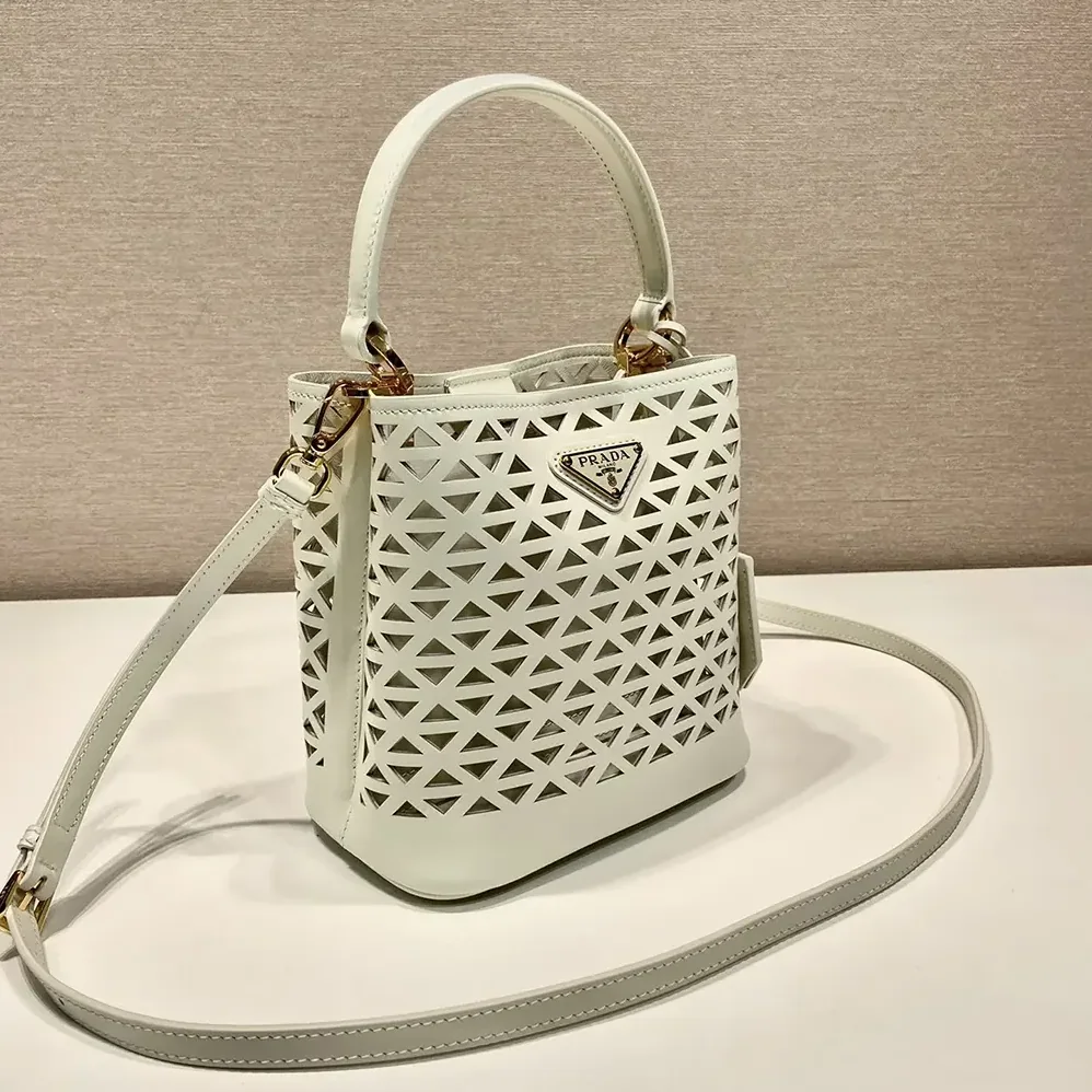 Prada Panier Leather Mini-bag with Cut-out Motif for Women in White