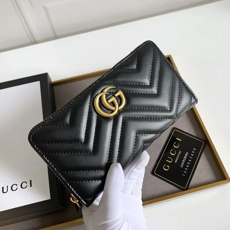 Gucci GG Marmont Zip Around Wallet Black /