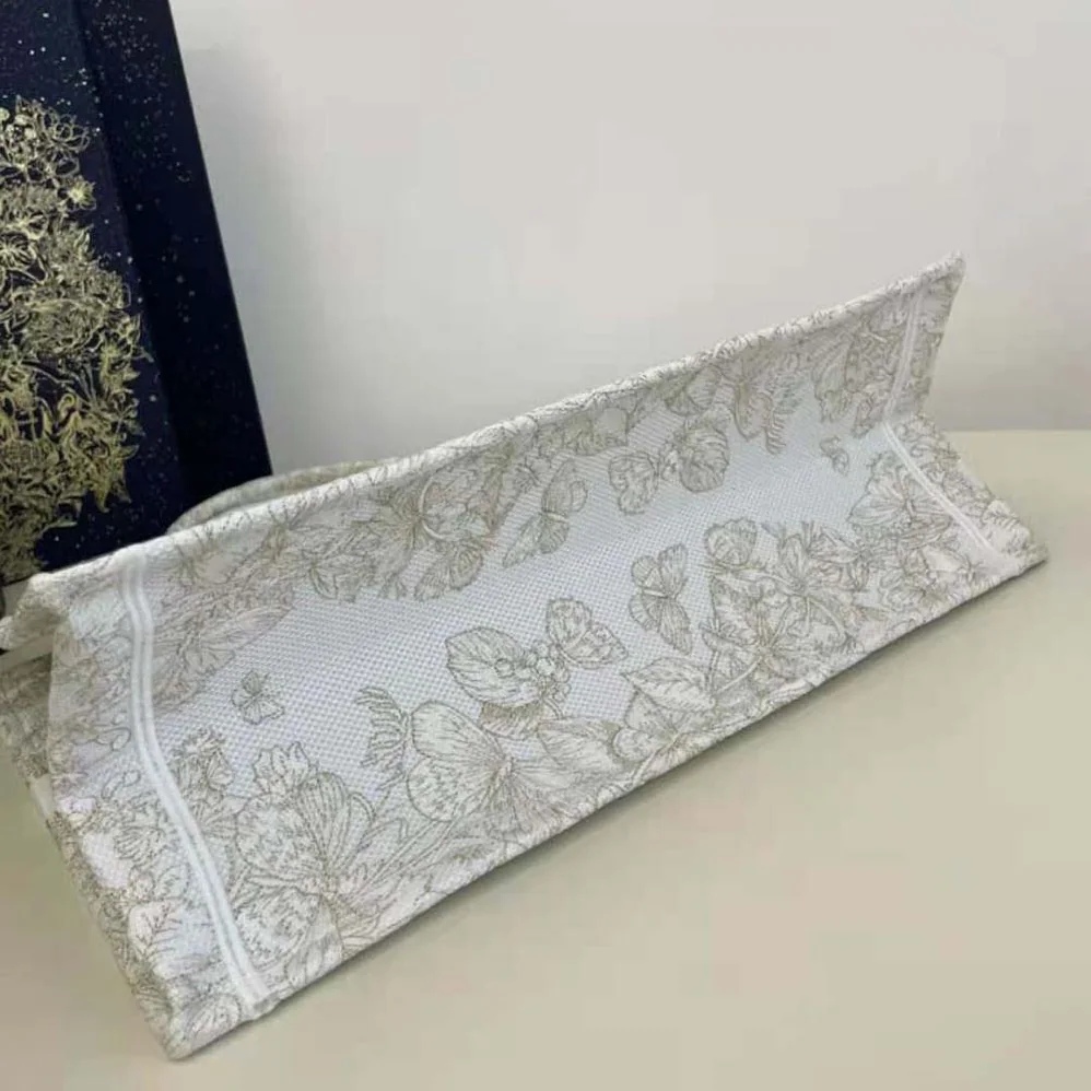Dior Large Dior Book Tote Gold-Tone and White Butterfly Around The World Embroidery for Women Dior Large Dior Book Tote Gold-Tone and White Butterfly Around The World Embroidery for Women