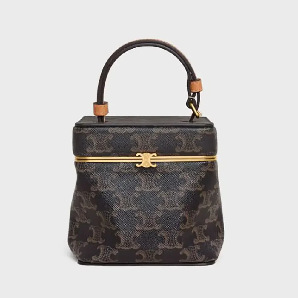 Celine Small Triomphe Frame In Triomphe Canvas And Natural Calfskin for Women