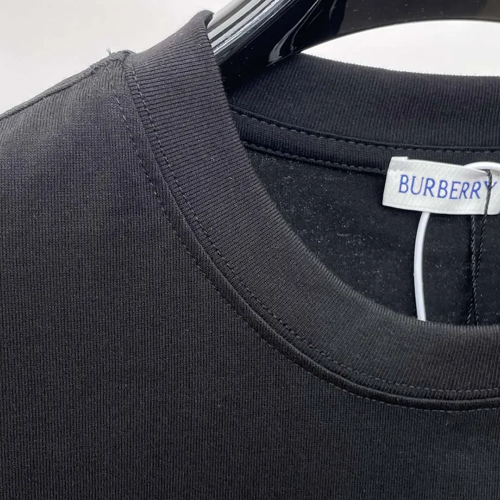 Burberry Check Label Cotton T-shirt for Women in Black