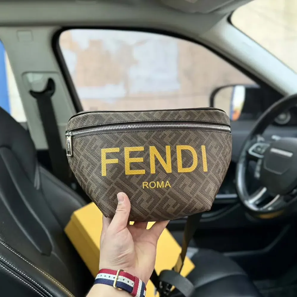 Fendi Diagonal Belt Bag Leather for Men in Yellow