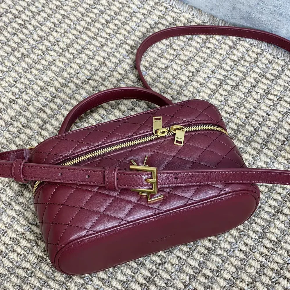 Saint Laurent YSL Gaby Vanity Bag In Lambskin for Women in Maroon