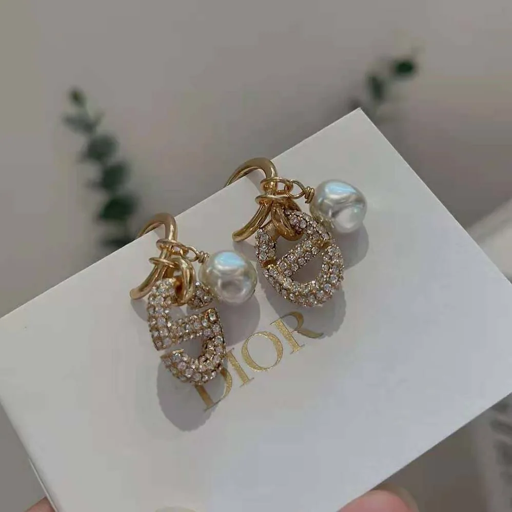 Dior CD Navy Earrings Gold for Women in Finish Metal Dior CD Navy Earrings Gold for Women in Finish Metal