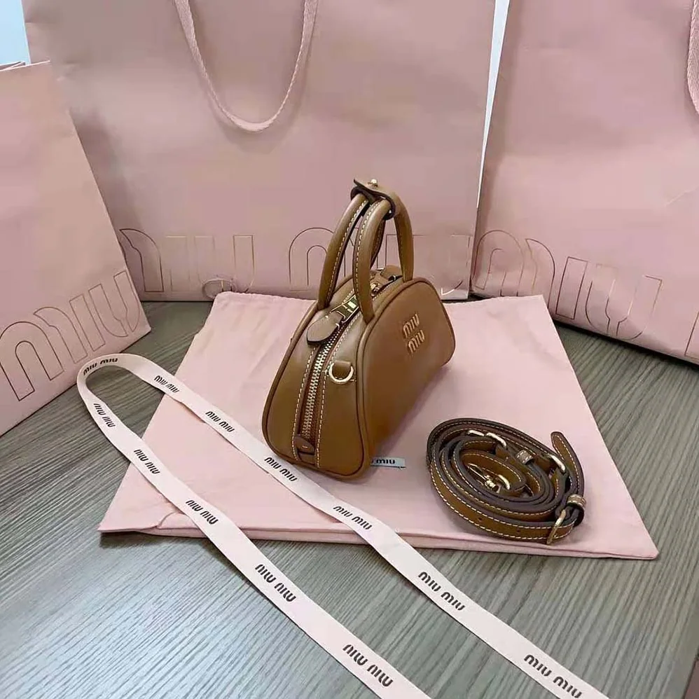 Miu Miu Mini Leather Top-handle Bag for Women in Brown
