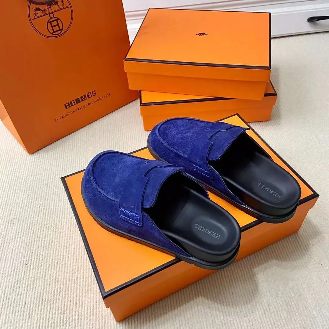 Hermes Go Mule Navy Blue