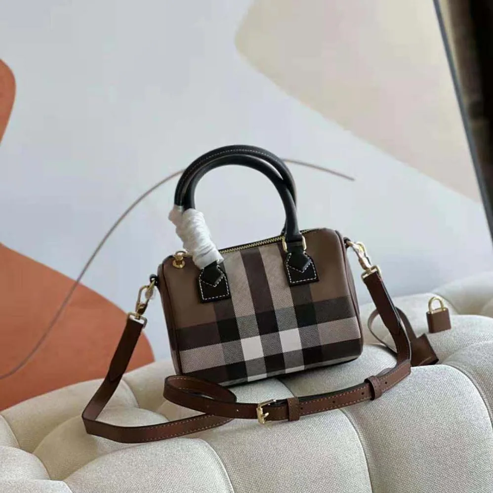 Burberry Mini Check Bowling Bag for Women in Black