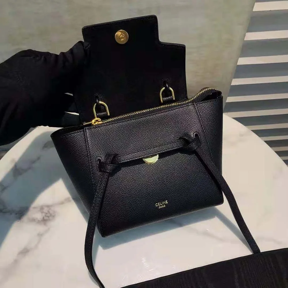 Celine Pico Belt Bag in Grained Calfskin for Women in Black