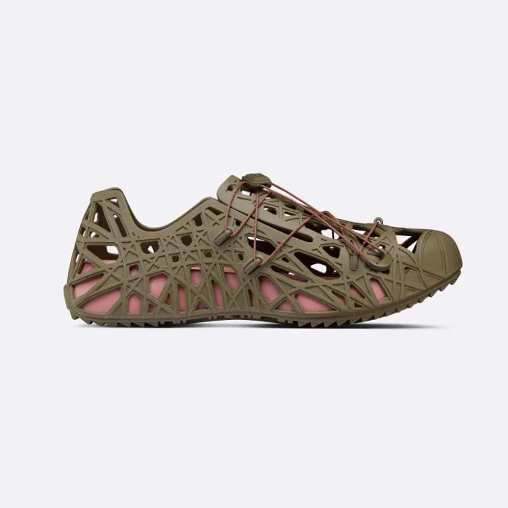 Dior Warp Sandal Khaki Cosmo Rubber with Warped Cannage Motif for Men