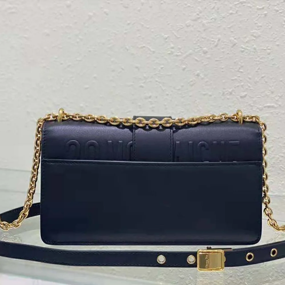 Dior 30 Montaigne East-West Bag with Chain Black Calfskin for Women