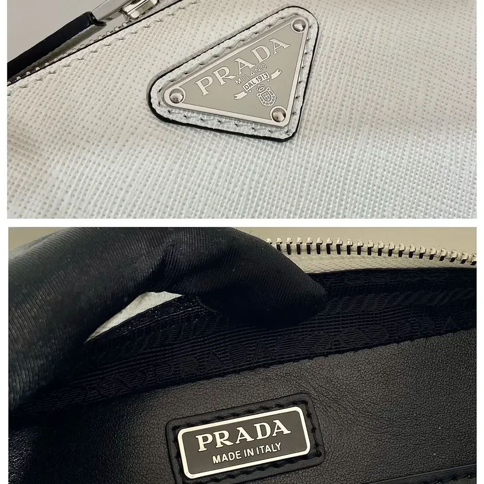 Prada Brique Saffiano Leather Bag for Men in White Prada Brique Saffiano Leather Bag for Men in White