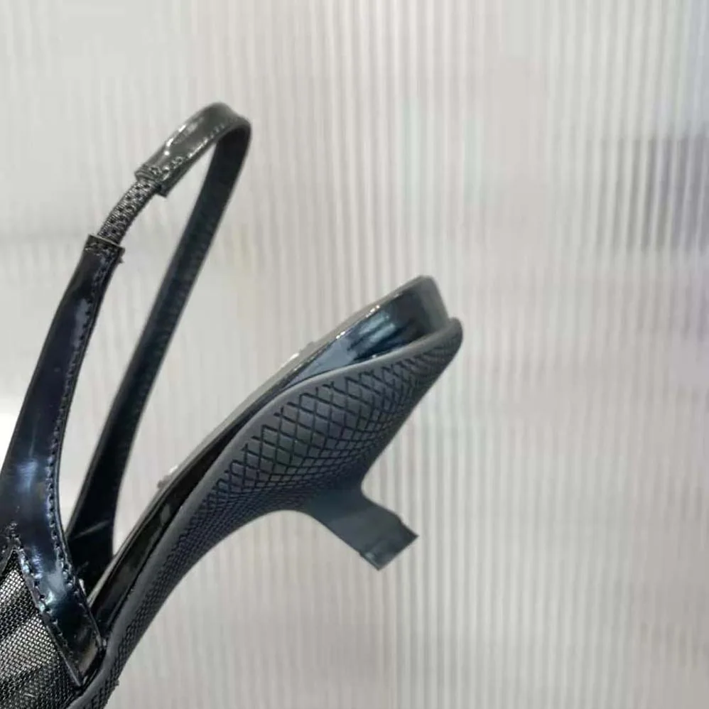 Prada Mesh Fabric Slingback Pumps for Women in Black