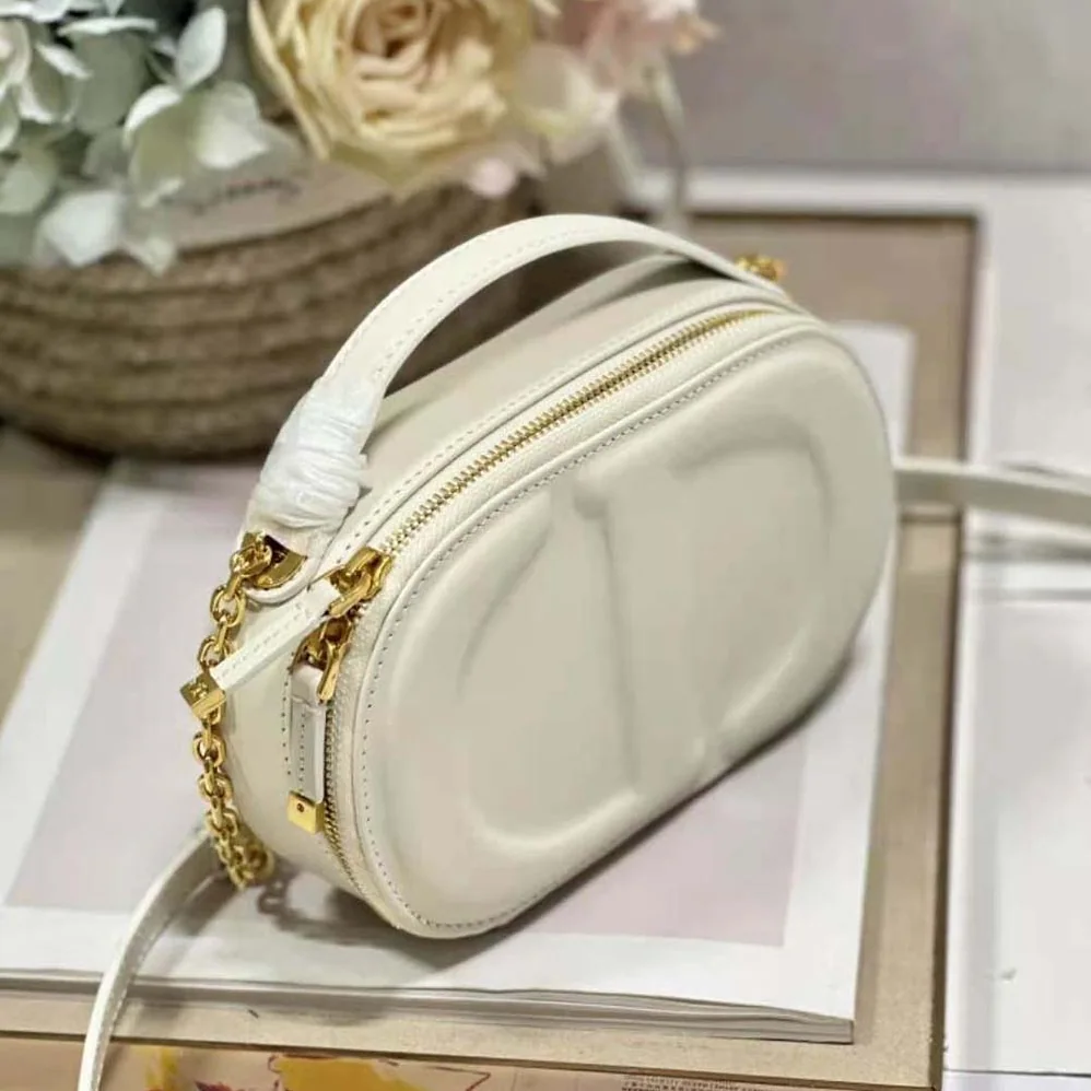 Dior CD Signature Oval Camera Bag Latte Calfskin with Embossed CD Signature for Women