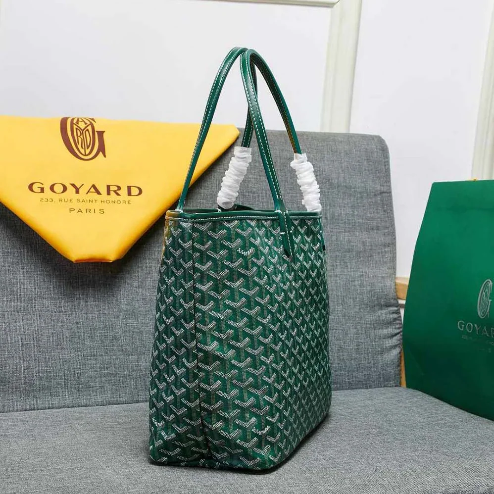 Goyard Sac Artois MM in Goyardine Canvas & Chevroches Calfskin for Women in Green Goyard Sac Artois MM in Goyardine Canvas & Chevroches Calfskin for Women in Green