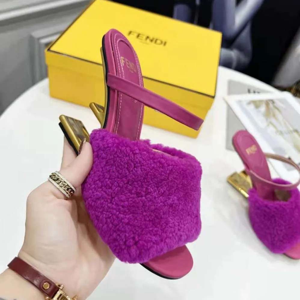Fendi First Purple Sheepskin High for Women in Heeled Sandals