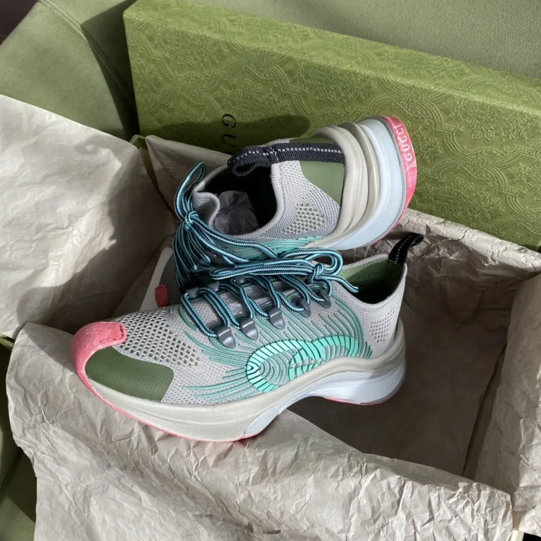 Gucci Run Sneaker Gray Orange for Men Gucci Run Sneaker Gray Orange for Men
