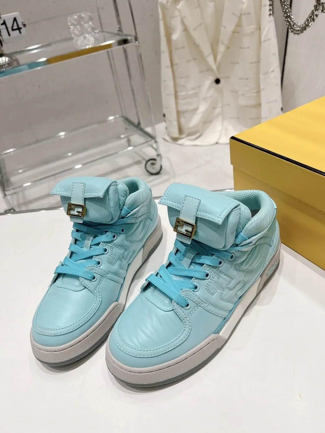 FD Fendi Match Lace-Up High-Top Sneakers Blue 8E8380ALIRF1JGC