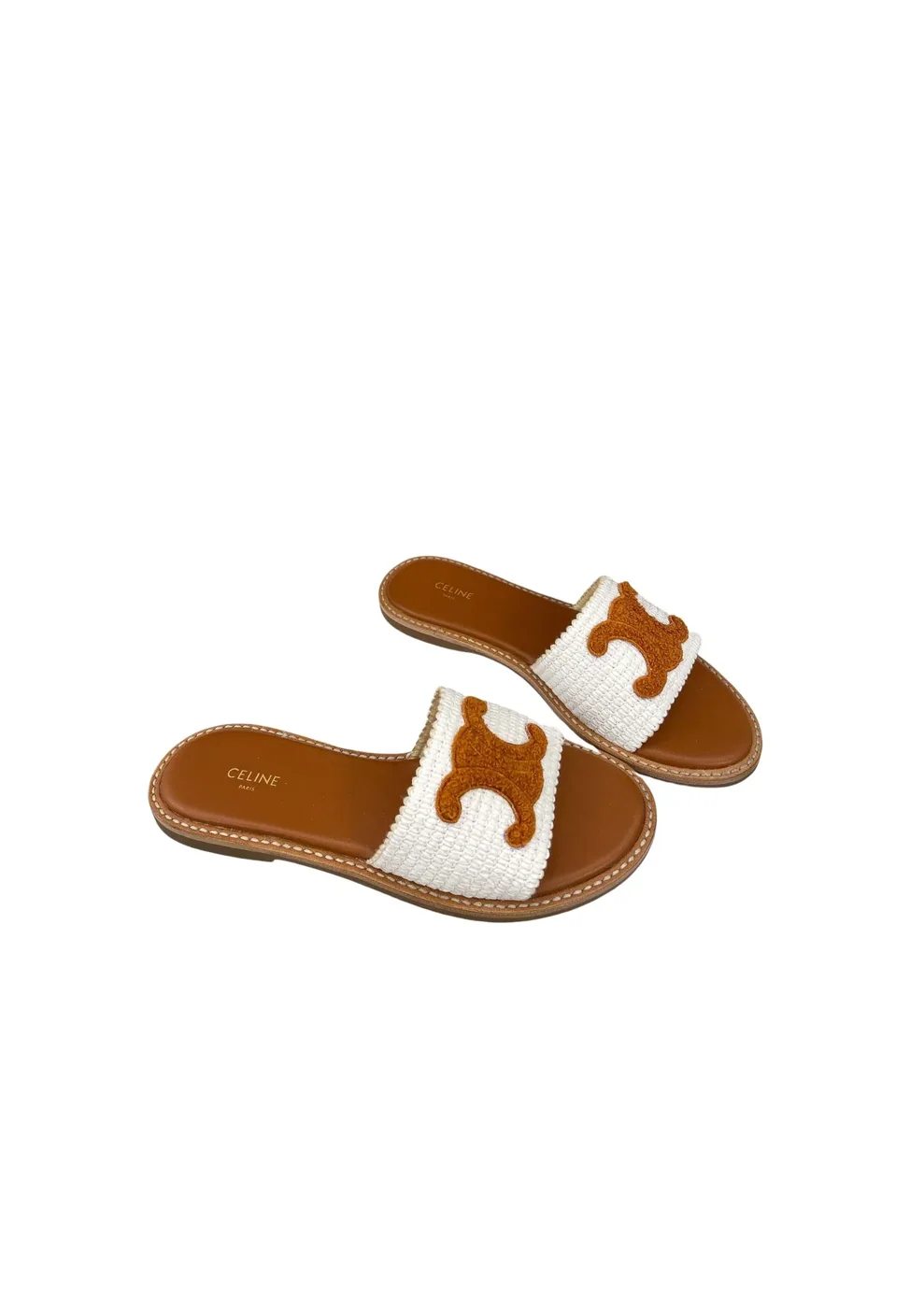 Celine Lympia Flat In Raffia White Celine Lympia Flat In Raffia White
