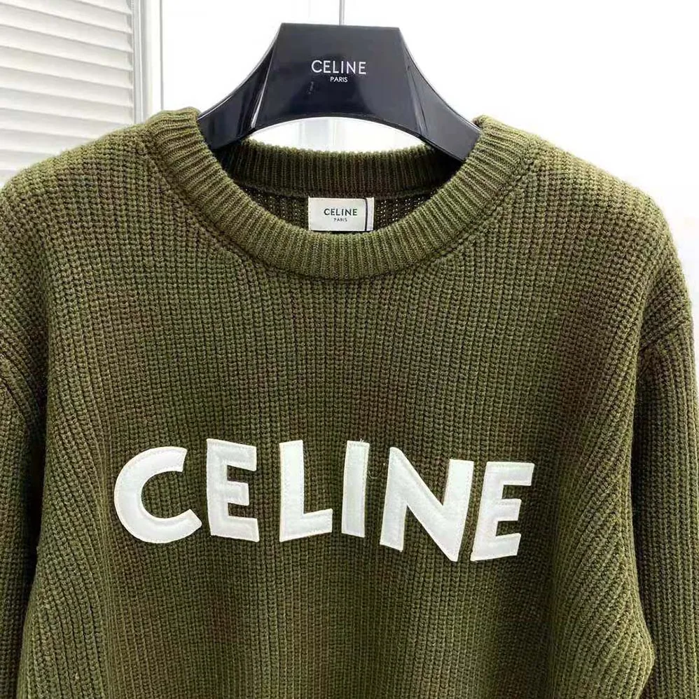 Celine Oversized Celine Sweater in Wool for Women in Green