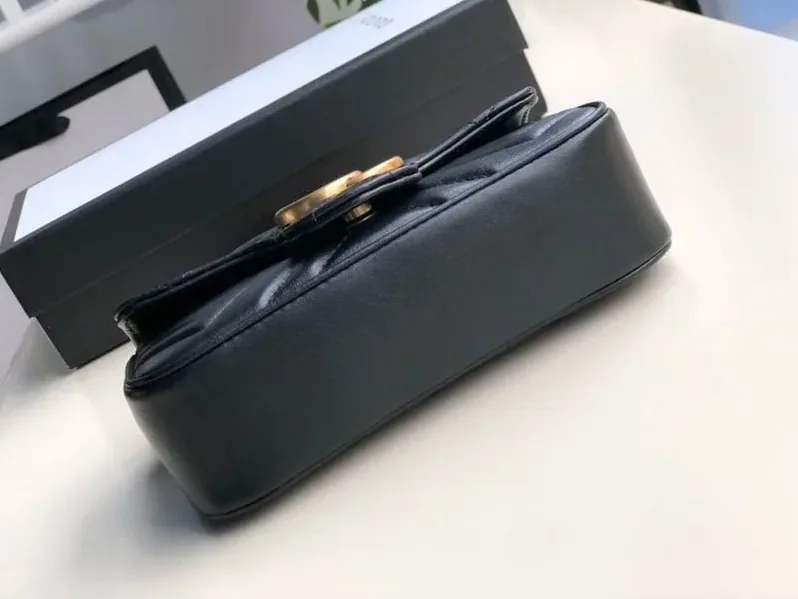 Gucci Marmont Matelassé Super Mini Shoulder Bag in Dusty Black ChevronGold Hardware