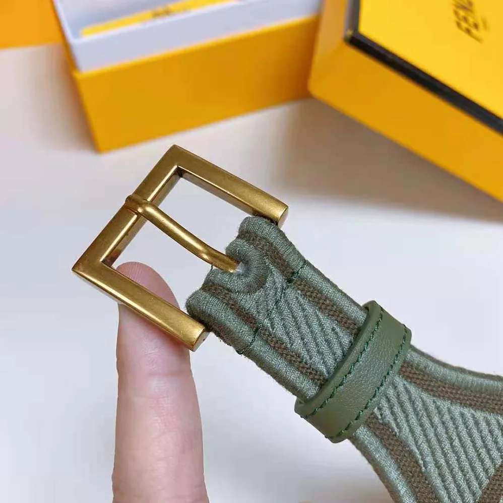 Fendi Canvas High Waist Belt 6 cm for Women in Green Fendi Canvas High Waist Belt 6 cm for Women in Green