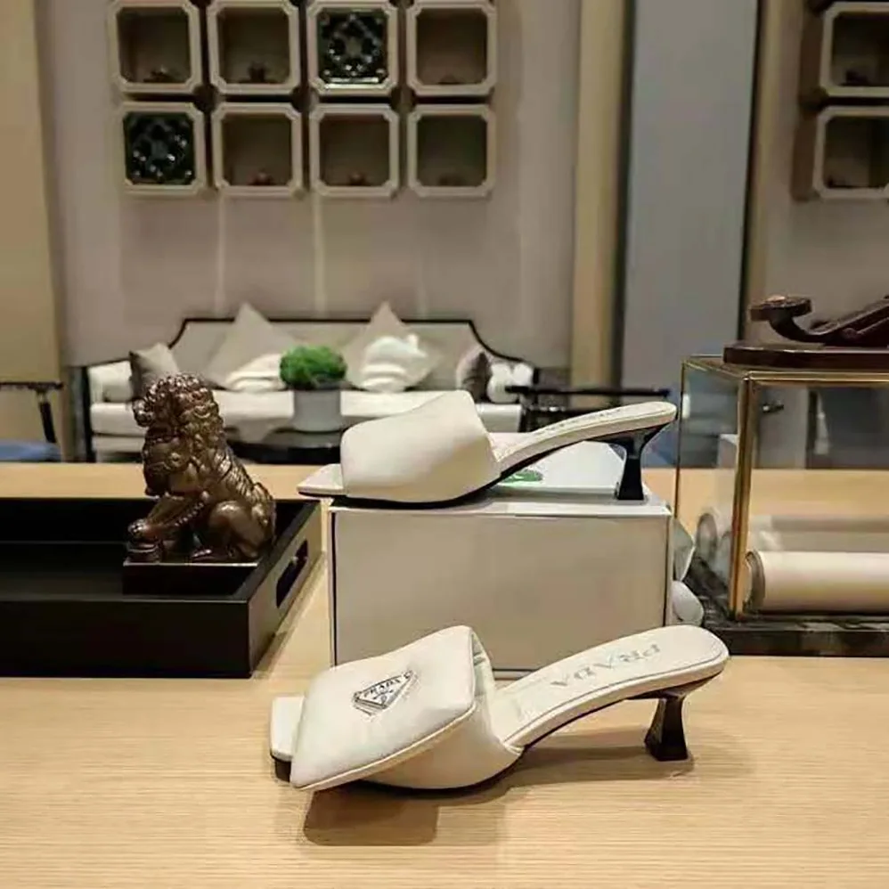 Prada Soft Padded Nappa Sandals for Women in White Prada Soft Padded Nappa Sandals for Women in White