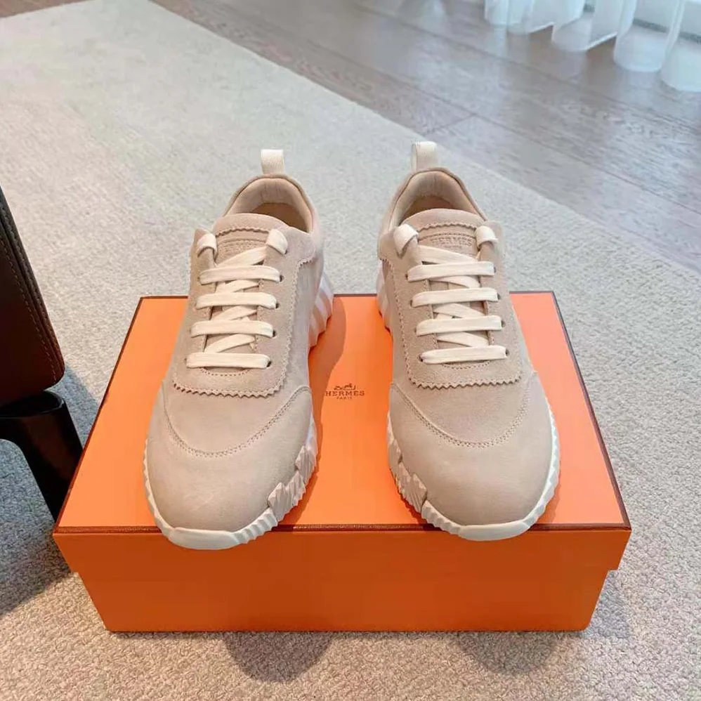 Hermes Bouncing Sneaker in Suede Goatskin for Women in Sandy