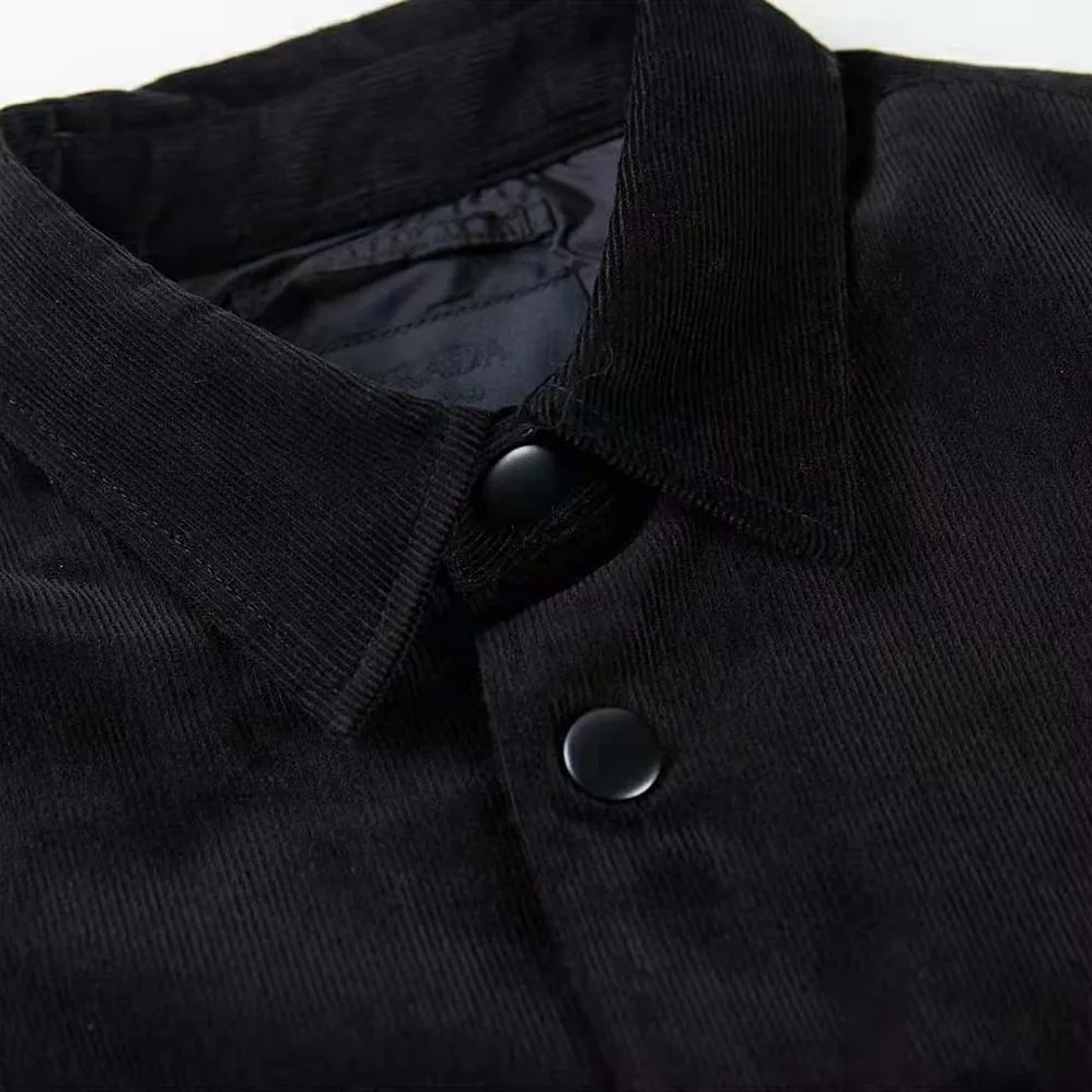 Prada Pinwale Corduroy Shirt for Men in Black