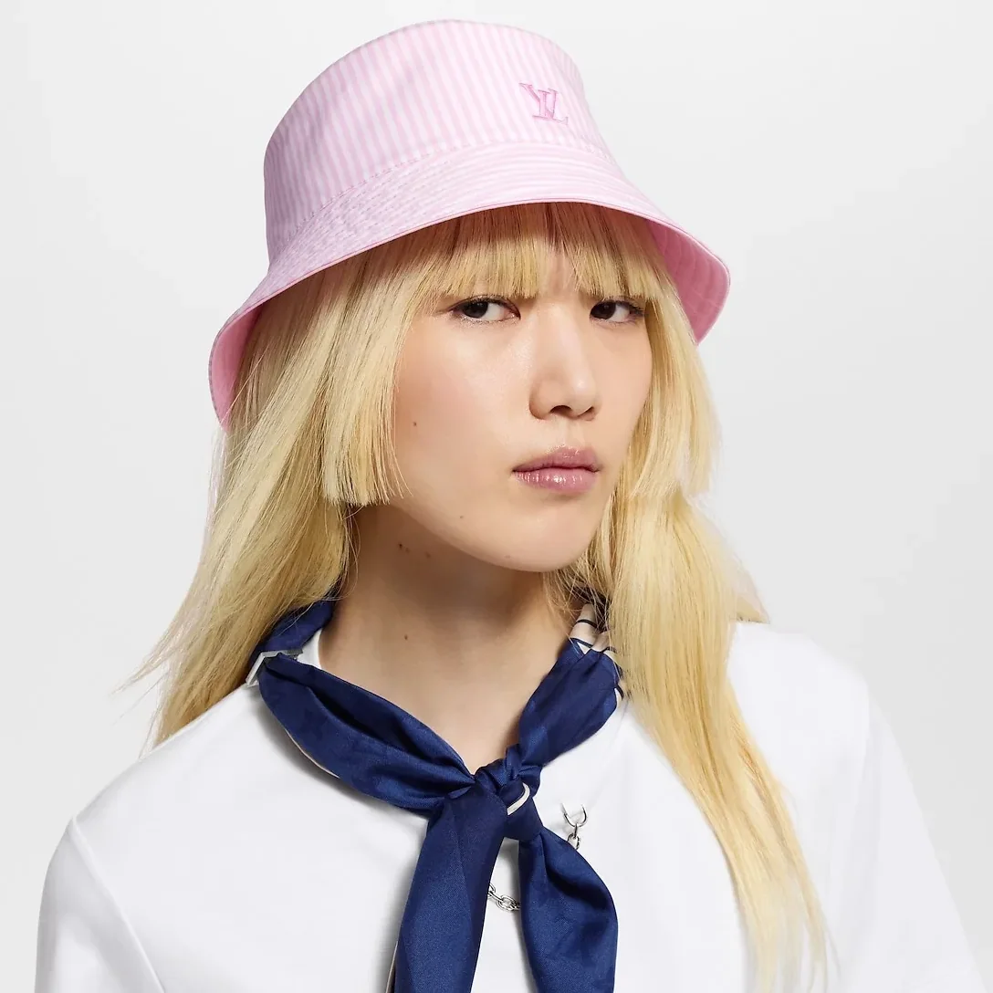 Louis Vuitton LV League Striped Bucket Hat Pink