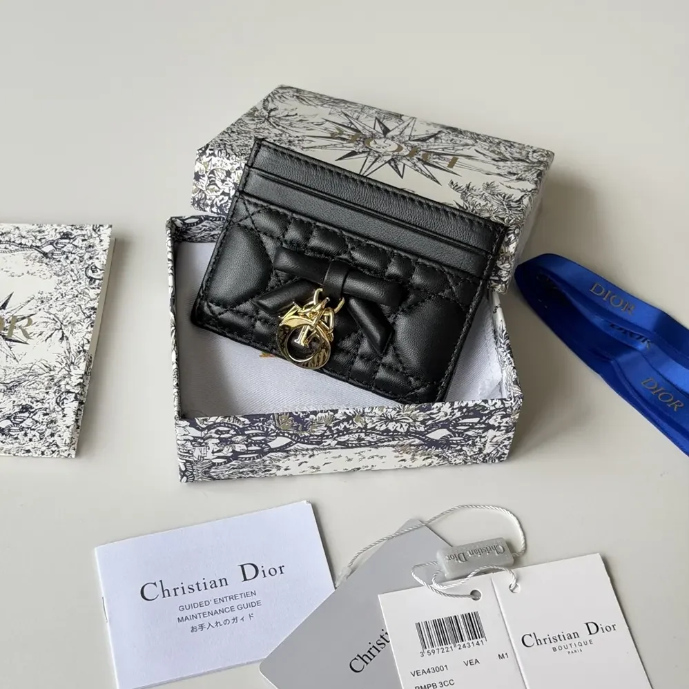 Dior Lady Dior Freesia Card Holder Black Cannage Lambskin for Women Dior Lady Dior Freesia Card Holder Black Cannage Lambskin for Women