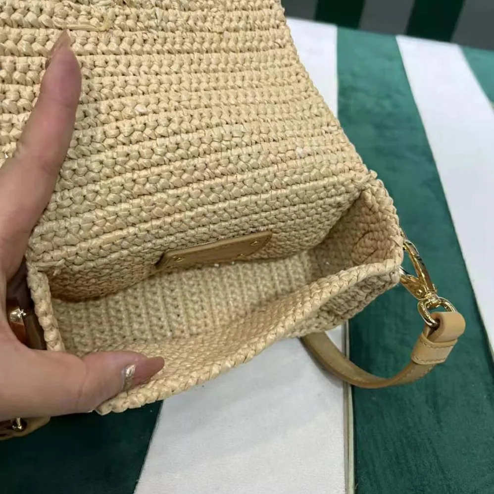 Prada Crochet and Leather Shoulder Bag with Flap for Women Prada Crochet and Leather Shoulder Bag with Flap for Women