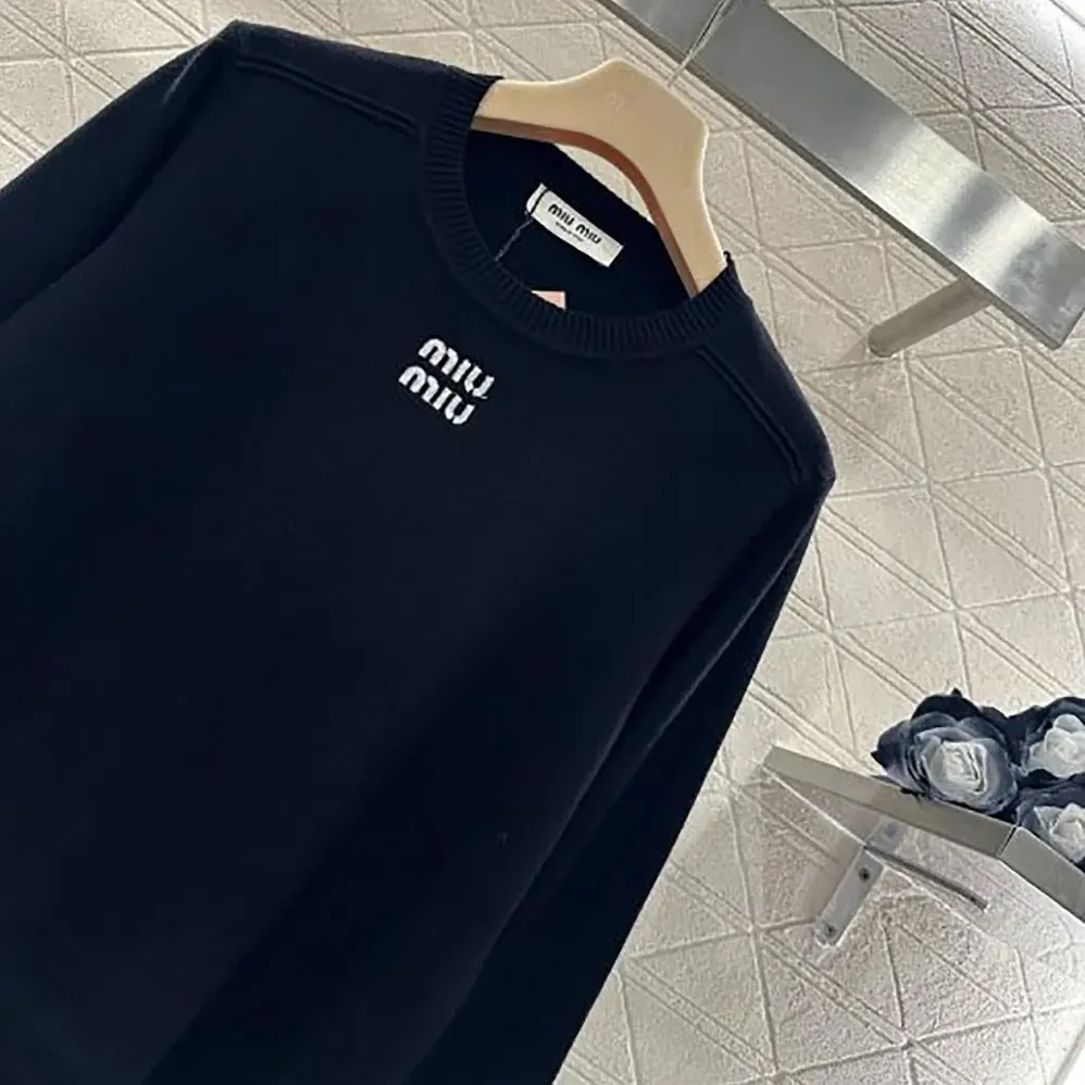 Miu Miu Cashmere Crew-Neck Sweater for Women in Black
