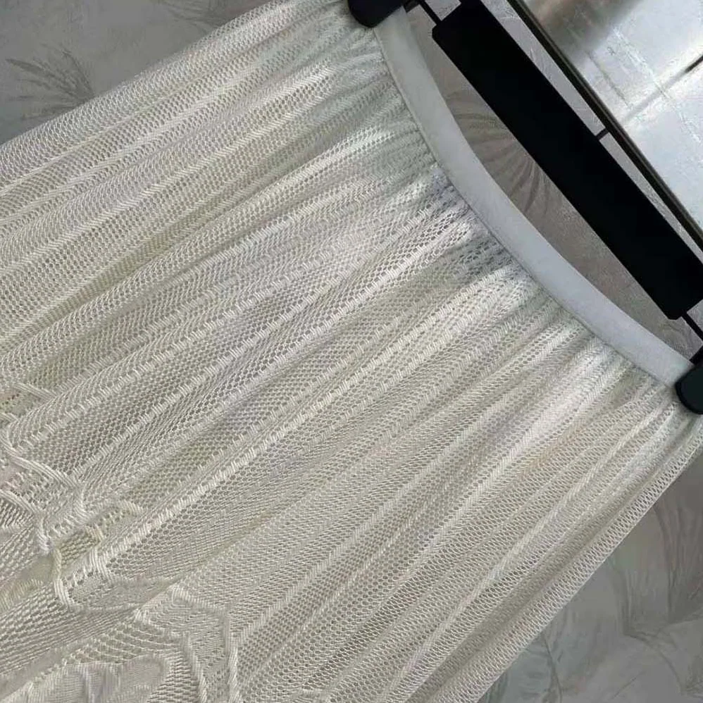 Dior Flared Mid-Length Skirt Ecru Technical Cotton Lace with D for Women in Lace Butterfly Motif Dior Flared Mid-Length Skirt Ecru Technical Cotton Lace with D for Women in Lace Butterfly Motif