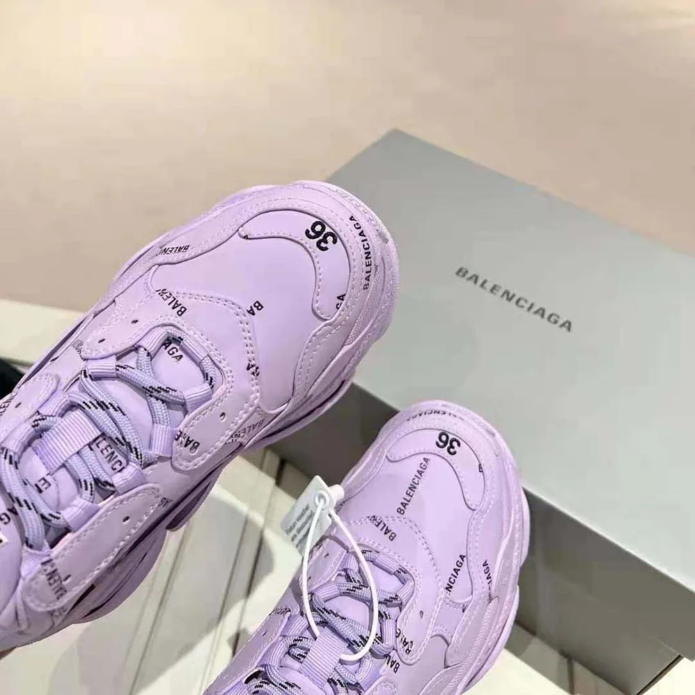 Balenciaga Triple S Sneaker Allover Logo in Lilac Purple and Black Technical Material for Unisex