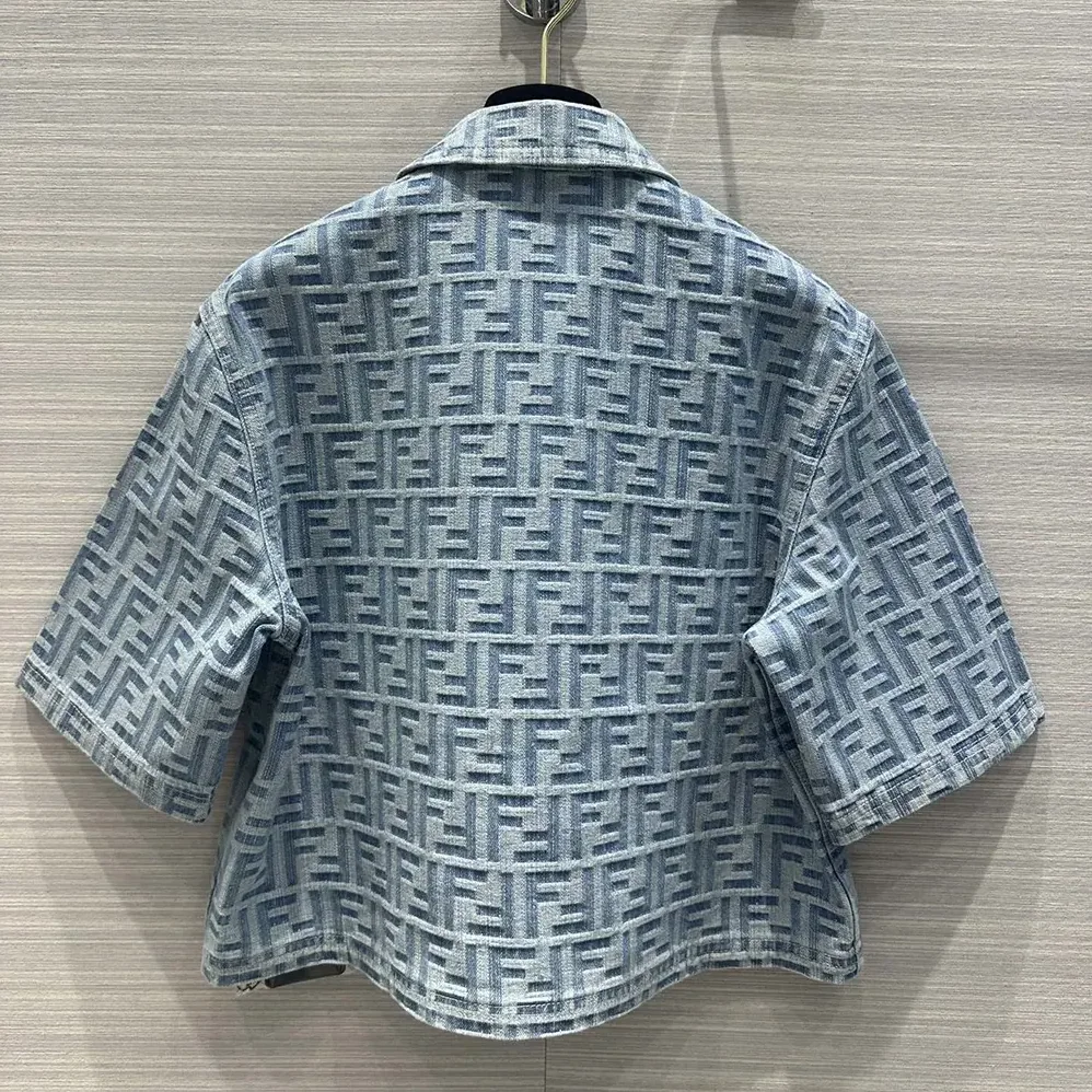 Fendi Light Blue FF Denim Jacket for Women Fendi Light Blue FF Denim Jacket for Women