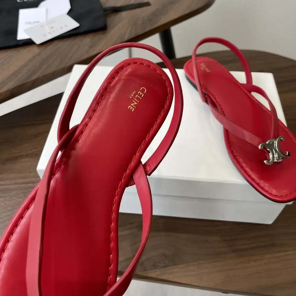 Celine Biki Sandal in Calfskin for Women in Red Celine Biki Sandal in Calfskin for Women in Red