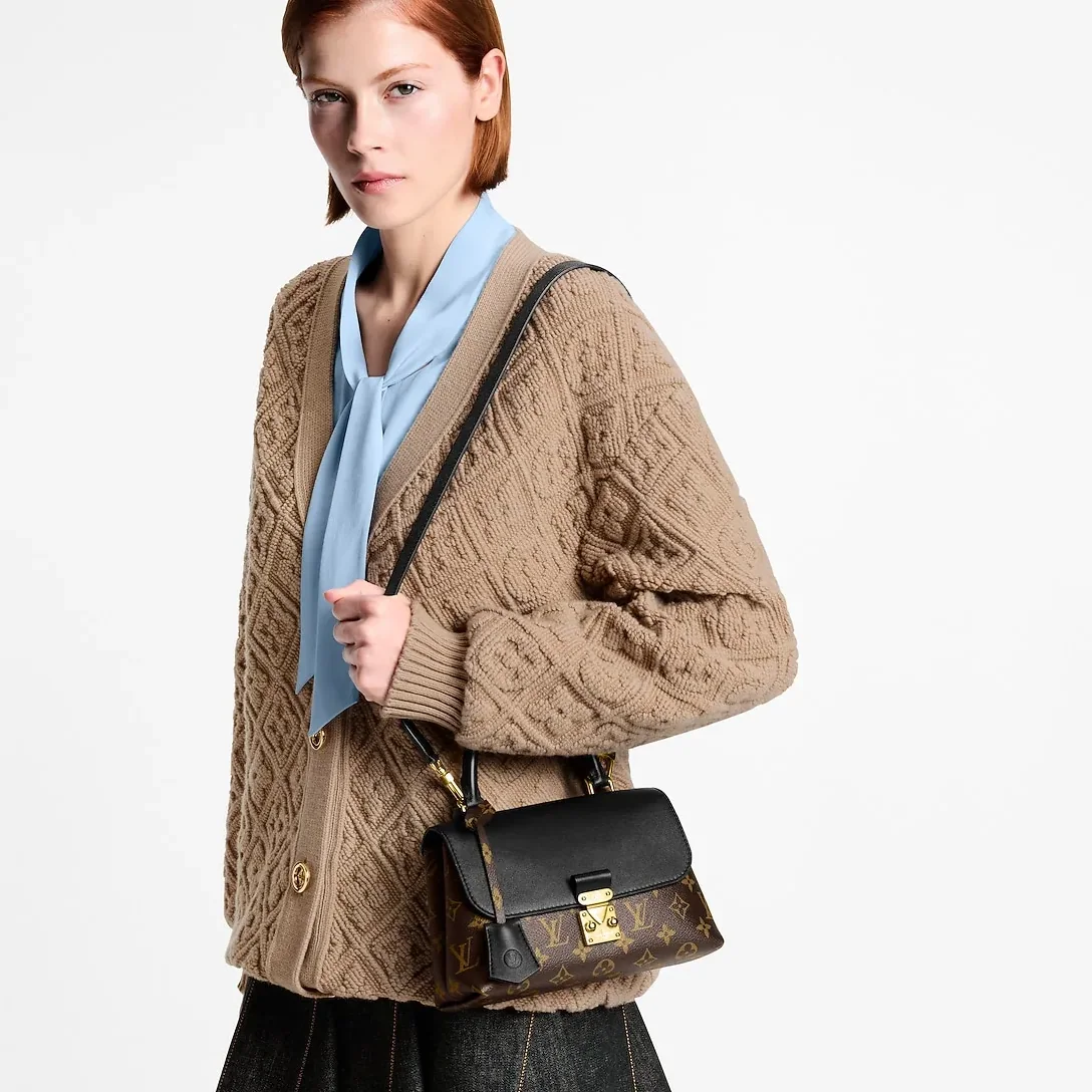 Louis Vuitton Madeleine BB Top Handle Bag in Black Monogram Gold Hardware