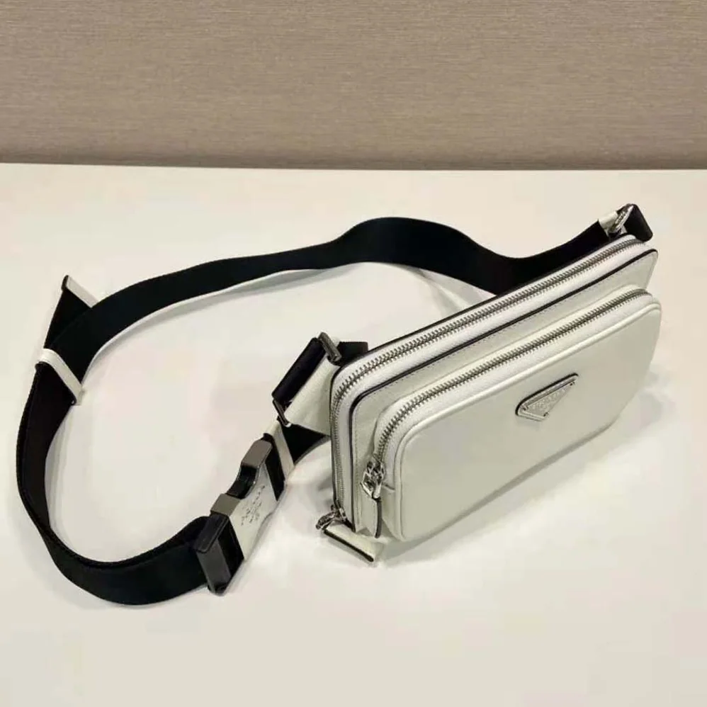 Prada Saffiano Leather Belt Bag for Men in White